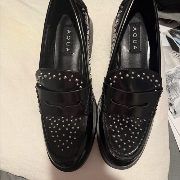 Black Studded Loafers AQUA - Picture 2 of 7